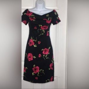 Lindy Rose Wiggle Dress Vintage Off Shoulder Style size S 4-6